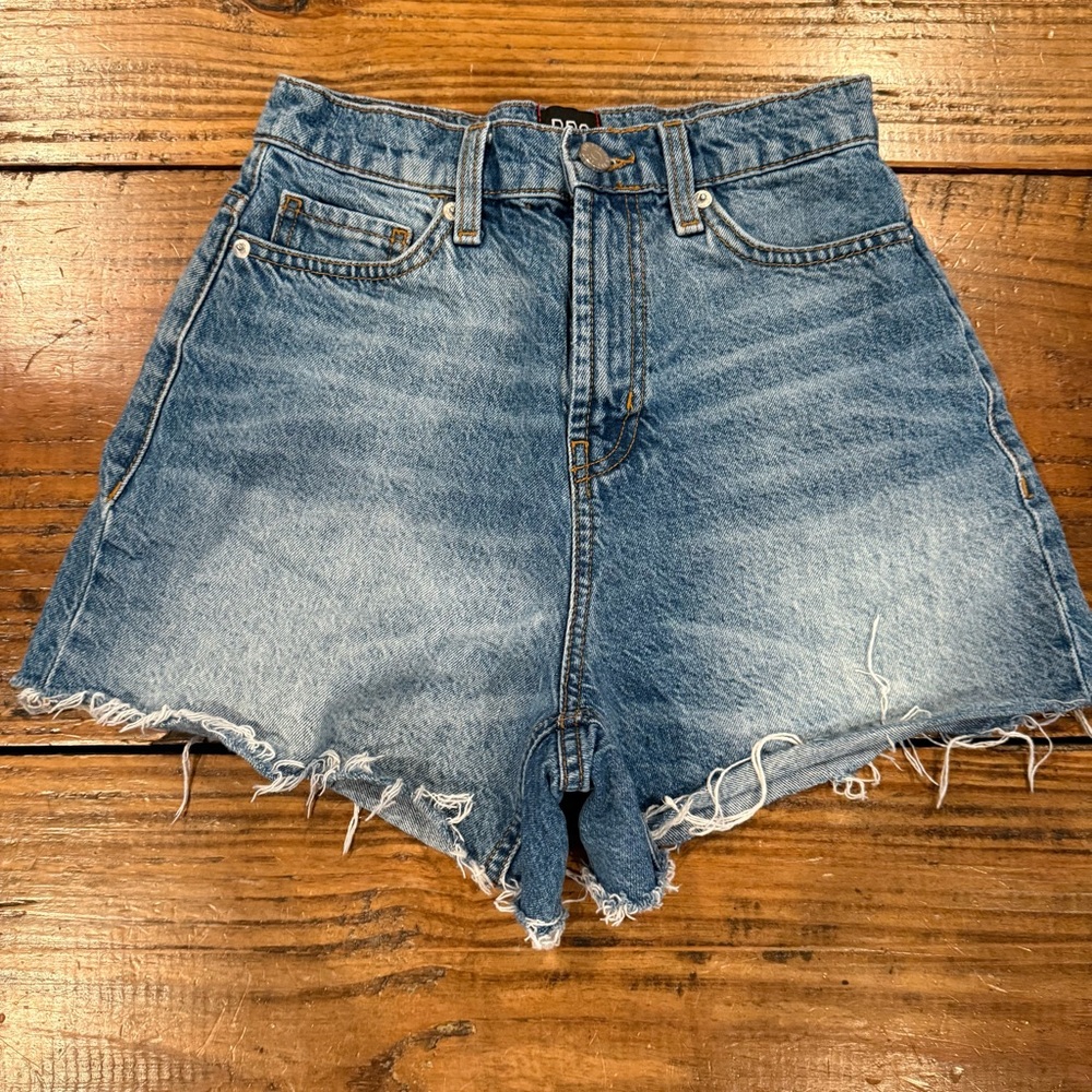 Urban Outfitters BDG A-Line High Rise Cutoff Denim Shorts Blue Distressed Size 2